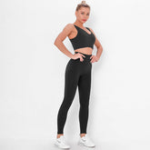 Conjunto de dos piezas de camiseta corta acanalada y leggings